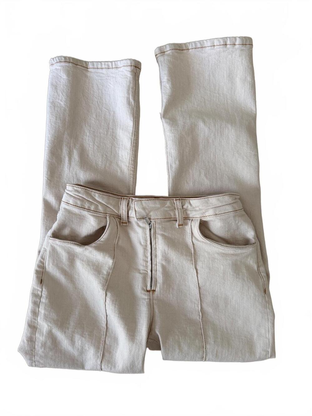 ZARA Cream Straight-Leg Jeans Size EUR 36 / US 4